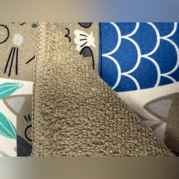 Kitchen Microfiber Dish Drying Mat Cat Fish Purrmaid 13.5”x 20” Blue Green NEW - Picture 9 of 9